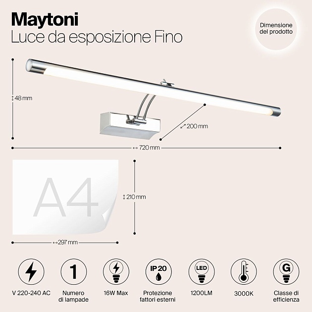 Подсветка для картин Maytoni Fino MIR003WL-L16CH изображение 3 Подсветка для картин Maytoni Fino MIR003WL-L16CH Фото № 3