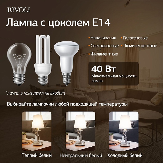 Настольная лампа Rivoli Klavdia 7098-501 Б0071281 изображение 2 Настольная лампа Rivoli Klavdia 7098-501 Б0071281 Фото № 2