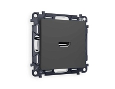 Комплект механизма розетки HDMI 2.0 AMBRELLA VOLT ALFA Графит мягкое касание 40V/500mA 2.0GHz 5-18Gbit/s QUANT (AP9140, VM222) MA914010