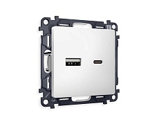 Комплект механизма розетки AMBRELLA VOLT ALFA Белый матовый 2USB A+C 20W (быстрая зарядка) QUANT (AP1310, VM177) MA131010