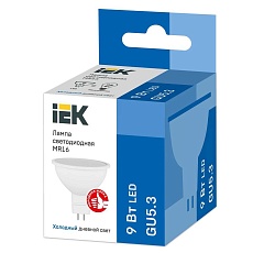 Лампа светодиодная IEK GU5.3 9W 6500K матовая LLE-MR16-9-230-65-GU5 1