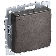 BRITE Розетка 1-местная с заземлением с защитными шторками и крышкой 16А IP20 РСбш10-3-БрТБ темная бронза IEK BR-R16-16-K45