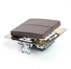 Выключатель двухклавишный Stekker Катрин шоколад GLS10-7104-04 49019 3