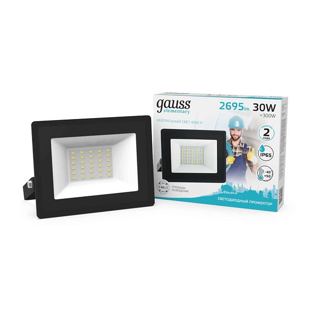 Прожектор светодиодный Gauss Elementary 30W 4000К 613100230 Фото № 8