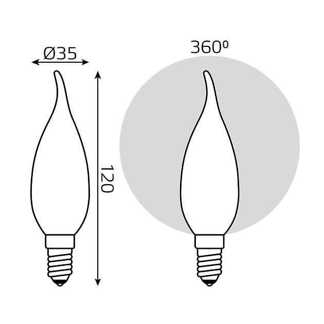 Лампа светодиодная филаментная диммируемая Gauss E14 9W 3000К матовая 104201109-D фото 2