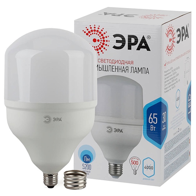 Лампа светодиодная ЭРА E27 65W 4000K матовая LED POWER T160-65W-4000-E27/E40 Б0027923 фото 3
