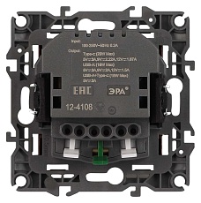 Розетка ЭРА Серия 12 12-4108-13 2P+E 16A-250В со шторками с USB type-A+C 5В-3А бронза Б0067757 5