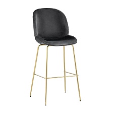 Барный стул Stool Group Турин со спинкой велюр серый золотые ножки 8329C VELVET GREY