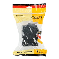 Розетка настенная 1-местная с/з Stekker, RST16-31-44, каучук, 250В, 16А, IP44, черный 39018 3