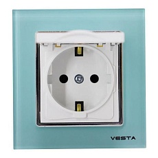 Розетка 2P+E Vesta-Electric Exclusive Blue с крышкой голубой FRZ00041016SIN