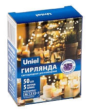 Светодиодная гирлянда Uniel Роса фиолетовый ULD-S0500-050/SCB/2AA Purple IP20 Dew UL-00007185 1