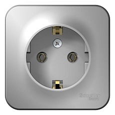 Розетка 2К+З Systeme Electric Blanca 16A 250V алюминий BLNRA010113