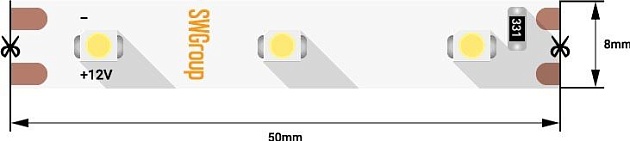 Светодиодная лента SWG 4,8W/m 60LED/m 3528SMD нейтральный белый 5M 001623 Фото № 2