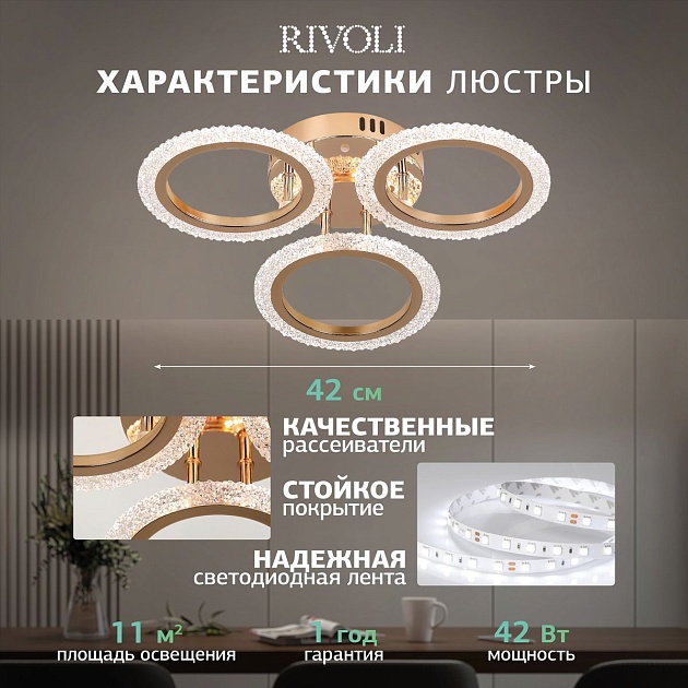 Потолочная светодиодная люстра Rivoli Evlalia 6178-703 Б0068399 Фото № 13