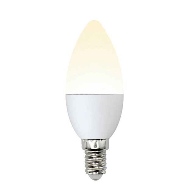 Лампа светодиодная Uniel E14 6W 3000K матовая LED-C37-6W/WW/E14/FR/MB PLM11WH UL-00002373 фото 