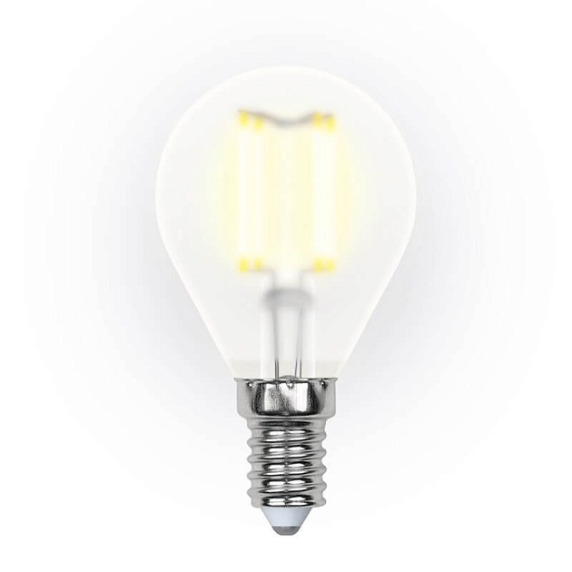 Лампа светодиодная филаментная Uniel E14 6W 3000K матовая LED-G45-6W/WW/E14/FR PLS02WH UL-00000303 фото 