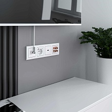 Розетка с заземлением, шторками и USB тип A+C Werkel белый W1171701 4690389176418 4