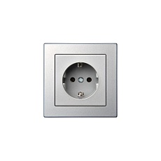 Розетка 2P+E Liregus Epsilon серебро 28-1766