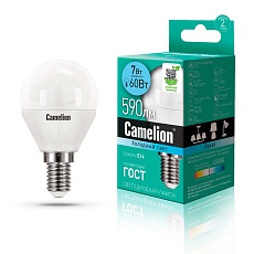 Лампа светодиодная Camelion E14 7W 4500K LED7-G45/845/E14 12071