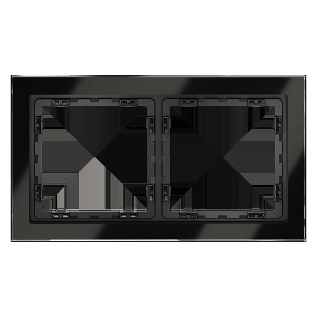 Рамка стеклянная Voltum S70 на 2 поста, (черный,стекло) VLS110208 Фото № 3