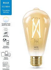 Лампа светодиодная филаментная диммируемая WiZ E27 7W 2700-6500K золото Wi-Fi BLE50WST64E27920-50Amb1PF/6 929003018701 1