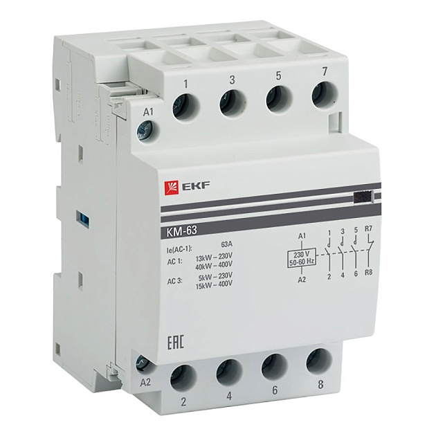 Контактор модульный КМ 63А 3NО+NC (3 мод.) EKF PROxima km-3-63-31 Фото № 1