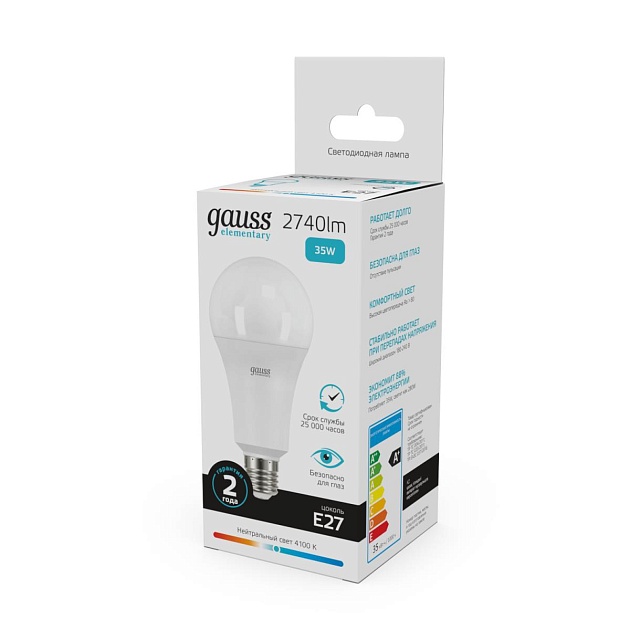 Лампа светодиодная Gauss E27 35W 4100K матовая 70225 Фото № 2