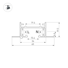 Шинопровод встраиваемый Arlight LGD-2TR-Track-F-2000-BK-M 038673 1