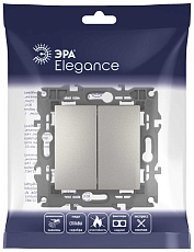 Переключатель ЭРА Elegance 14-1106-16 двойной, 10АХ-250В, титан Б0065793 1