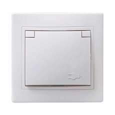 Розетка 2P+PE IEK Kvarta с крышкой и шторками белая ERK12-K01-16-DM