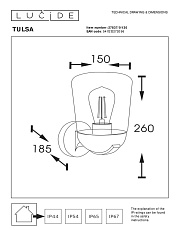 Уличный настенный светильник Lucide Tulsa 27837/01/30 1