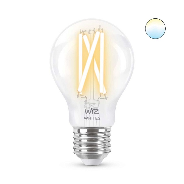 Лампа светодиодная филаментная диммируемая WiZ E27 7W 2700-6500K прозрачная Wi-Fi BLE 60WA60E27927-65CL1PF/6 929003017201 фото 5