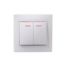 Выключатель двухклавишный IEK Kvarta белый EVK21-K01-10-DM