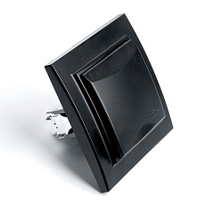 Розетка 2P+PE Stekker Эрна со шторками крышкой черный PST16-9012-03 39481 2