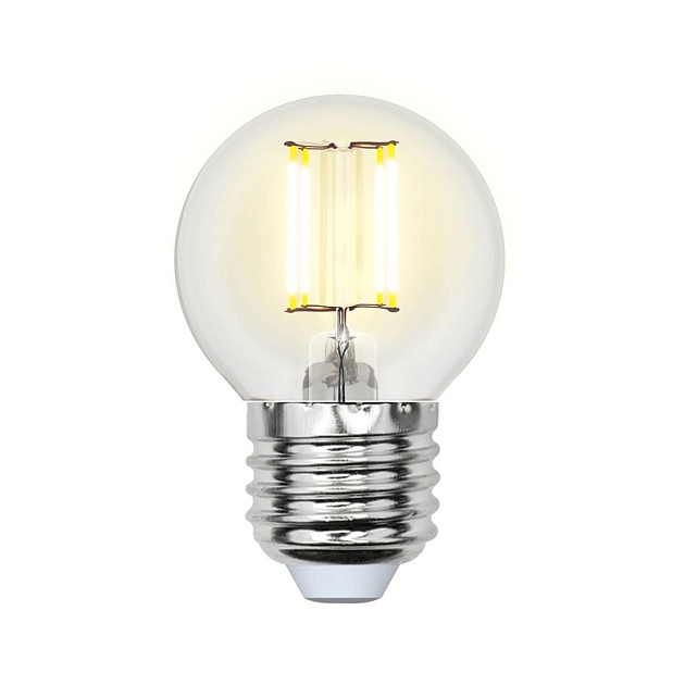 Лампа светодиодная филаментная Uniel E27 5W 3000K прозрачная LED-G45-5W/WW/E27/CL/MB GLM10TR UL-00002370 фото 