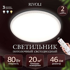 Светильник потолочный светодиодный Rivoli Eliana 6178-702 LED 3000K-6500k 80 Вт с пультом Б0069797 3