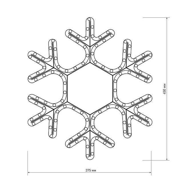 Светодиодная фигура Ardecoled Снежинка ARD-Snowflake-M7-450X375-126Led Warm 025315 фото 3