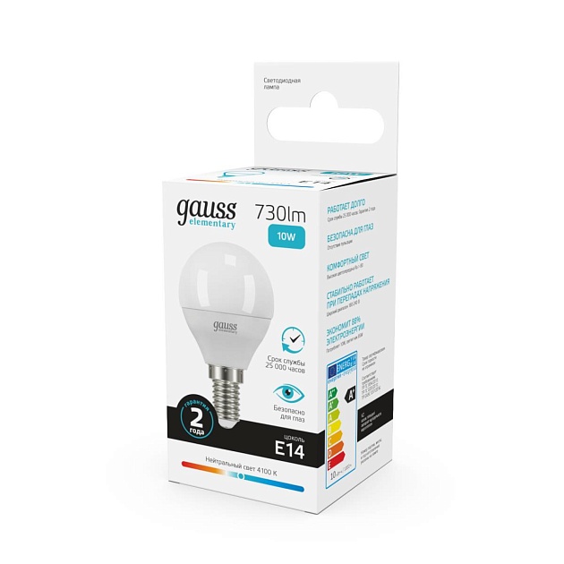Лампа светодиодная Gauss E14 10W 4100K матовая 53120 изображение 7 Лампа светодиодная Gauss E14 10W 4100K матовая 53120 Фото № 7