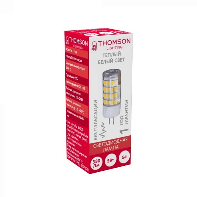 Лампа светодиодная Thomson G4 5W 3000K прозрачная TH-B4228 фото 2