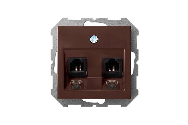 Розетка 2хRJ11 Liregus Epsilon коричневый 28-1452 Фото № 2