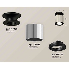 Комплект накладного светильника Ambrella light Techno Spot XS7405020 PSL/PBK серебро полированное/черный полированный (N7926, C7405, N7002) 1