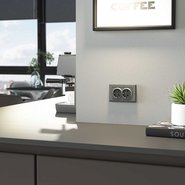 Розетка двойная с заземлением Werkel графит W1172064 4690389194443 изображение 3 Розетка двойная с заземлением Werkel графит W1172064 4690389194443 Фото № 3