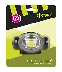 Налобный светодиодный фонарь ФАZA от батареек 170 лм 70х52 H5-L3W-gy 1