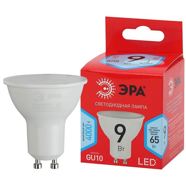 Лампа светодиодная ЭРА GU10 9W 4000K матовая LED MR16-9W-840-GU10 R Б0050692 изображение 1 Лампа светодиодная ЭРА GU10 9W 4000K матовая LED MR16-9W-840-GU10 R Б0050692 Фото № 1