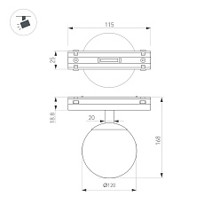 Трековый светодиодный светильник Arlight Mag-Vibe-Sfero-R120-6W Warm3000 044458 1