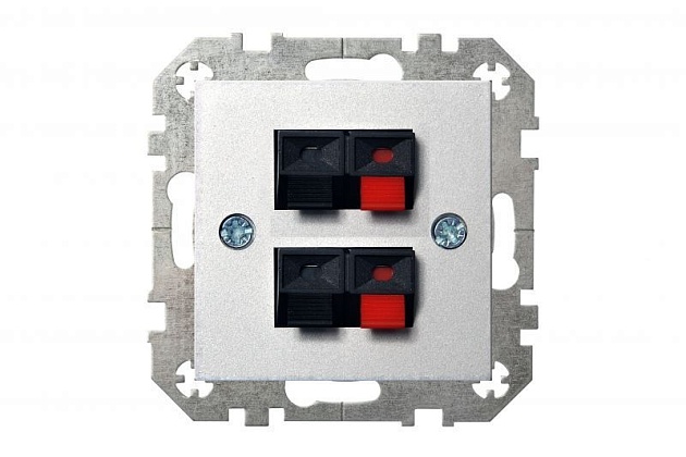 Аудиорозетка двойная Liregus Epsilon серебро 28-1845 Фото № 2