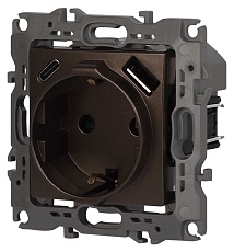 Розетка ЭРА Серия 12 12-4108-13 2P+E 16A-250В со шторками с USB type-A+C 5В-3А бронза Б0067757 4