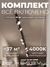 Накладная однофазная трековая система Hesby Lighting Skylite №13 со светильниками HSBL_kompl_S013_NI4B4K