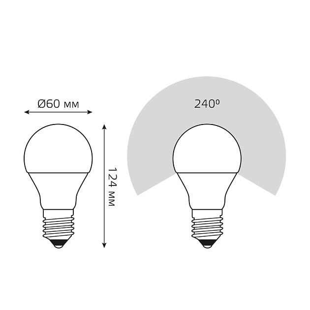 Лампа светодиодная Gauss E27 20W 3000K матовая 23219 Фото № 5