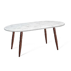 Кухонный стол Sheffilton SHT-TU15/140/80 МДФ овальная медный металлик/мрамор премиум светлый 8101554401